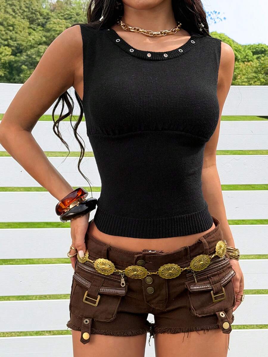 SHEIN EZwear Women's Oblique Shoulder Minimalist Everyday Sweater - Black - View 1