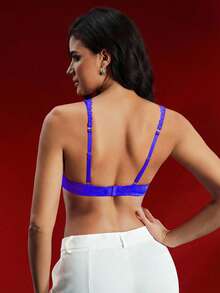 SHEIN Áo ngực thời trang nữ có gọng ren thoải mái - Màu xanh lam - Xem 2