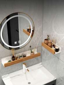 1/2pcs Wall Mounted Bathroom Storage Rack, Punch-Free Bathroom Hanging Shelf, Space Bathroom Tray, Shampoo Shower Gel Holder Organizer, Bathroom Organizers And Storage - Black - View 2