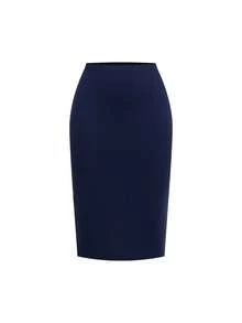 Ellevyn Women's Houndstooth Ruffle Collar Sleeveless Top And Pencil Midi Skirt Elegant 2 Pieces Set - Blue - View 3