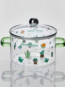 高端硼硅酸盐玻璃烹饪锅 - 仙人掌、郁金香、玫瑰图案 - 适合煲汤、煮面、调味等 - 家用及餐厅皆宜，尤其适合圣诞节、感恩节、万圣节等节日 - 彩色 - 查看 14