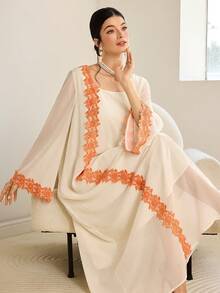 Al Najma Đầm dự tiệc dáng rộng thoải mái dành cho nữ, có họa tiết thêu. - trắng - Xem 1