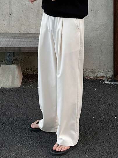 DAZY 男士纯白色弹力腰带长裤，春夏款