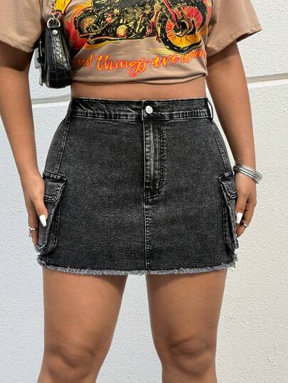 Muchica Plus Size Women Casual Black Denim Black Skirt ,For Daily Commute,Date, Commute, Party,Fall /Autumn/Winter/Summer,Christmas,New Year,Thanksgiving,Party,Wedding,Beach,Graduati,Chic,Elegant,Casual,Going Out,Date,Appointment,Commute,Shining,Valentine's Day,Elegant ,Vacation,Casual,Y2k,Sexy