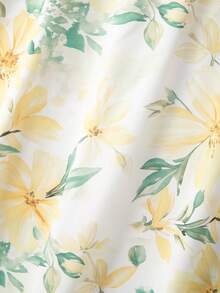 GlowEve CURVE Bộ đồ 2 món thanh lịch dành cho nữ cỡ lớn, màu trơn, đính ngọc trai giả, cổ tròn, gồm áo tank top và chân váy midi in hoa. - Nhiều màu - Xem 8