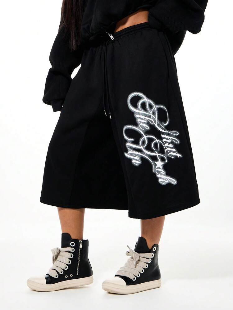 SUMWON WOMEN Wide Leg Sweatpants With Script Print