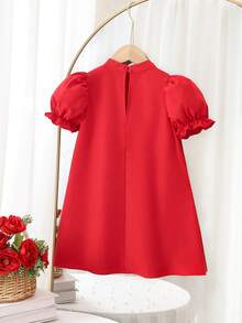 SHEIN Young Girl Elegant Cute Red 3D Floral Short Sleeve Dress  Young Girl Floral Print Patchwork Simple Long Sleeve Casual Arabian Dress Young Girl's Spring/Summer N Style Matching Family Vacation, Tween Girl / Baby Girl Jalabiya.Vintage Red Rose Ditsy Floral Mixed Print Cap Sleeve A-Line Dress, With Golden Woven, National Ditsy Floral Print Dress, Mom And Daughter & Sisters Matching. Arabian Robe, Elegant Floral Collar, Traditional Long-Sleeved Arabian Dress, Elegant And Dignified , Prayer Robe, Dignified Kaftan Robe, Children's Arabian Robe Red Three-Dimensional Floral Dress - Multicolor - View 9