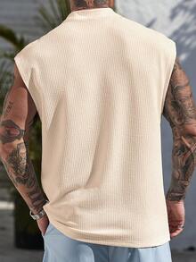 Manfinity CasualCool Men's Solid Color Stand Collar Casual Versatile Commuting Pullover Top - Apricot - View 2