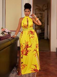 Maweii Vestido largo con hombros descubiertos y estampado sexy para mujer de talla grande, verano - Multicolor - Ver 6