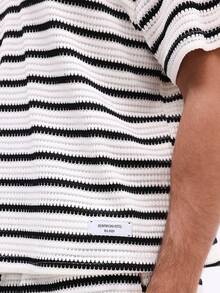 SUMWON Horizontal Striped Short Sleeve Polo And Matching Pants Co-Ord Set Casual Summer Outfit For Relaxed Weekend Wear - Apricot - View 5
