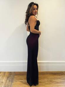 RebeccaVibe Vintage Sexy Mesh Slit Drawstring V-Neck Dress - Black - View 6