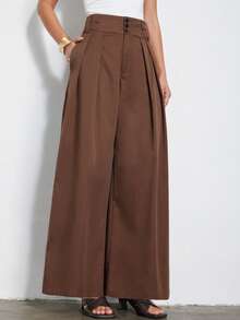 Aveloria Modichic Women's Retro French Style Casual High Waist Long Suit Pants - Coffee Brown - View 6