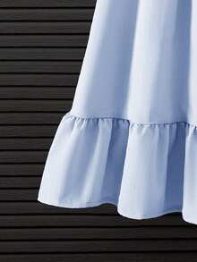 Elladie kids Vestido sin mangas de estilo vacacional, suelto y de unicolor elegante para niñas en verano - Azul - Ver 6
