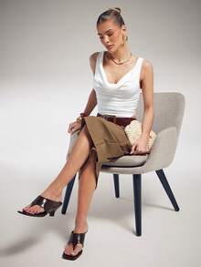 SHUZIA Women's Minimalist Fashionable Slip-On Stiletto Heel Thong Sandals - Coffee Brown - View 7