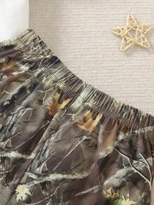 SHEIN 2件套男童休闲树叶印花圆领短袖短裤套装，夏季 - 彩色 - 查看 5