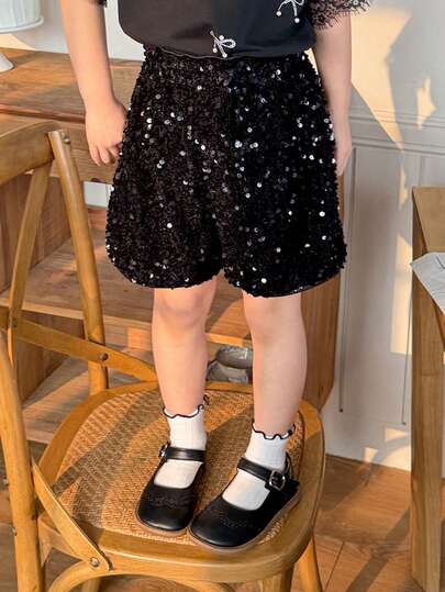 DAZY 年轻女孩亮片装饰韩式派对休闲短裤