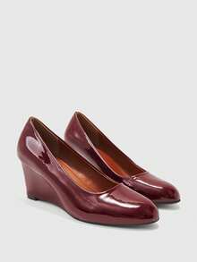 CUCCOO BIZCHIC Giày cao gót da mũi tròn dành cho nữ, đế xuồng, thời trang và đa năng, phù hợp cho công sở và thường ngày, mọi mùa. - Màu Đỏ Sâu - Xem 2