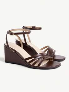 CUCCOO CHICEST 女士休闲搭扣坡跟凉鞋，适合日常穿着 - 棕色 - 查看 4