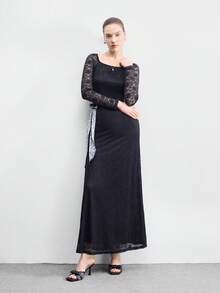 CUCCOO BIZCHIC 女士时尚优雅通勤蝴蝶结装饰高跟凉鞋 - 黑色 - 查看 2