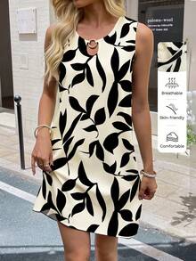 SHEIN LUNE Đầm không tay in hoa cỡ lớn, đầm hè cỡ lớn, đầm Hawaii cỡ lớn, trang phục nghỉ dưỡng cỡ lớn, bộ đồ Hawaii cỡ lớn, đầm hoa cỡ lớn, đầm thường ngày nữ, đầm công sở - Nhiều màu - Xem 3