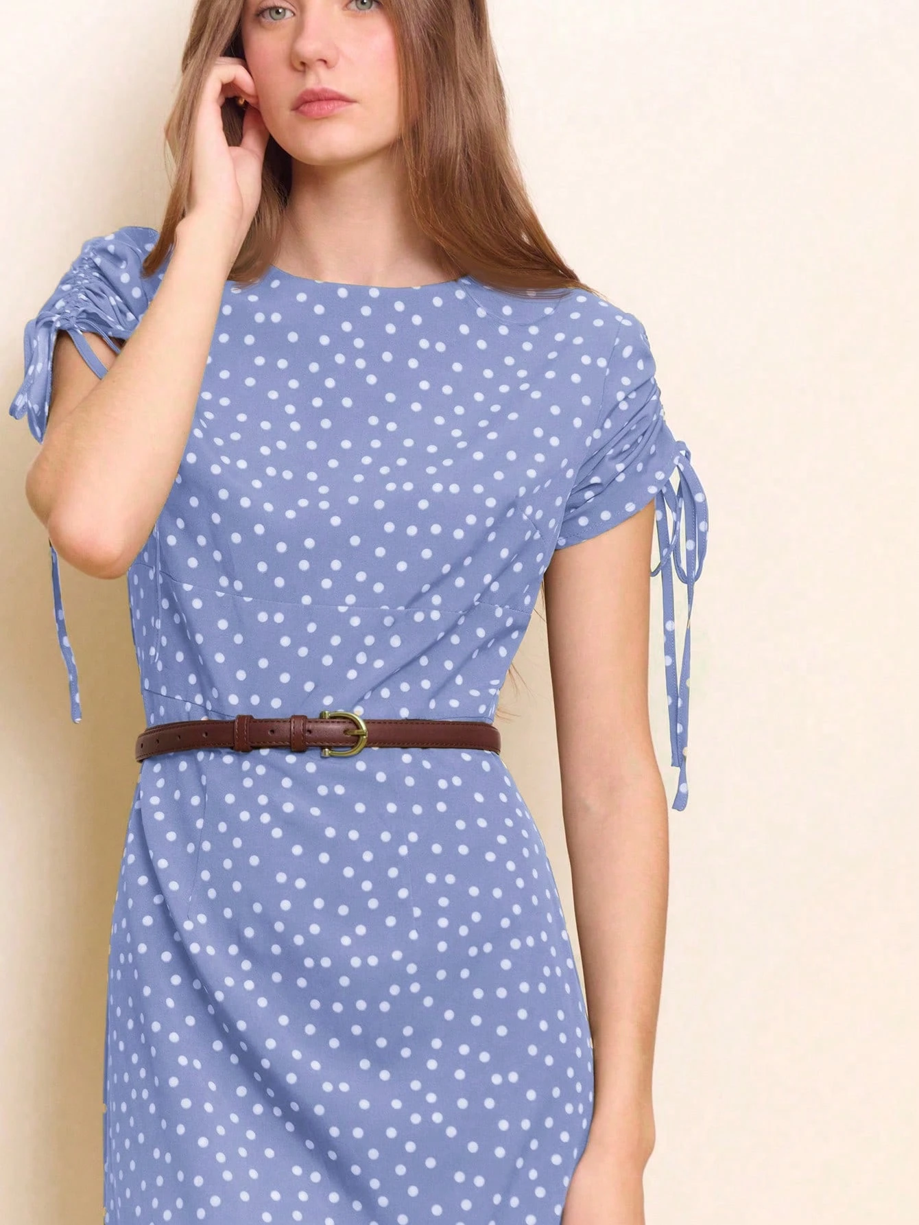 Robe maxi élégante à pois vert foncé