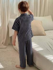 DAZY Young Boys' Drop Shoulder Button Front Casual Comfortable Loungewear - Navy Blue - View 5