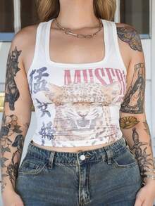 Arliah 女士吊带背心和吊带衫 印花修身背心 圣诞节、节日、派对、庆典 - 彩色 - 查看 6