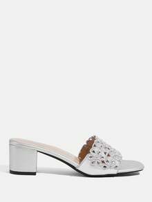 CUCCOO TILAWA Casual Fashion Versatile Simple Chunky Heel Women's High Heel Sandals - Silver - View 2