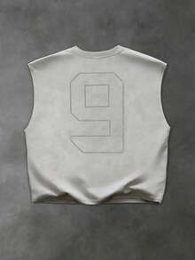 SUMWON Embroidered Tank Top Sleeveless Muscle Tee Casual Summer Beach Vacation Relaxed Fit Athletic Number Print Vacation - Apricot - View 2