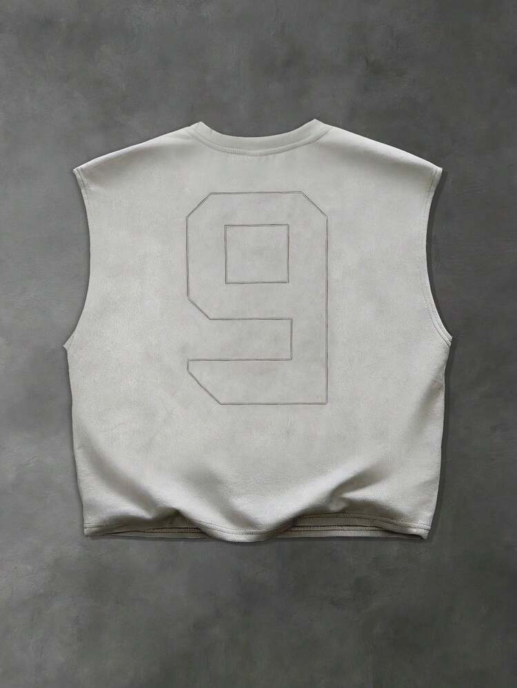 Embroidered Tank Top With Number Print