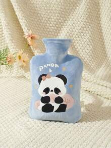 SHEIN Sac d'eau chaude à injection d'eau avec housse en tissu peluche amovible, qualité sans peluche, sac intérieur en PVC sans goût, couleur aléatoire - Panda Meimei 033 - Voir 2