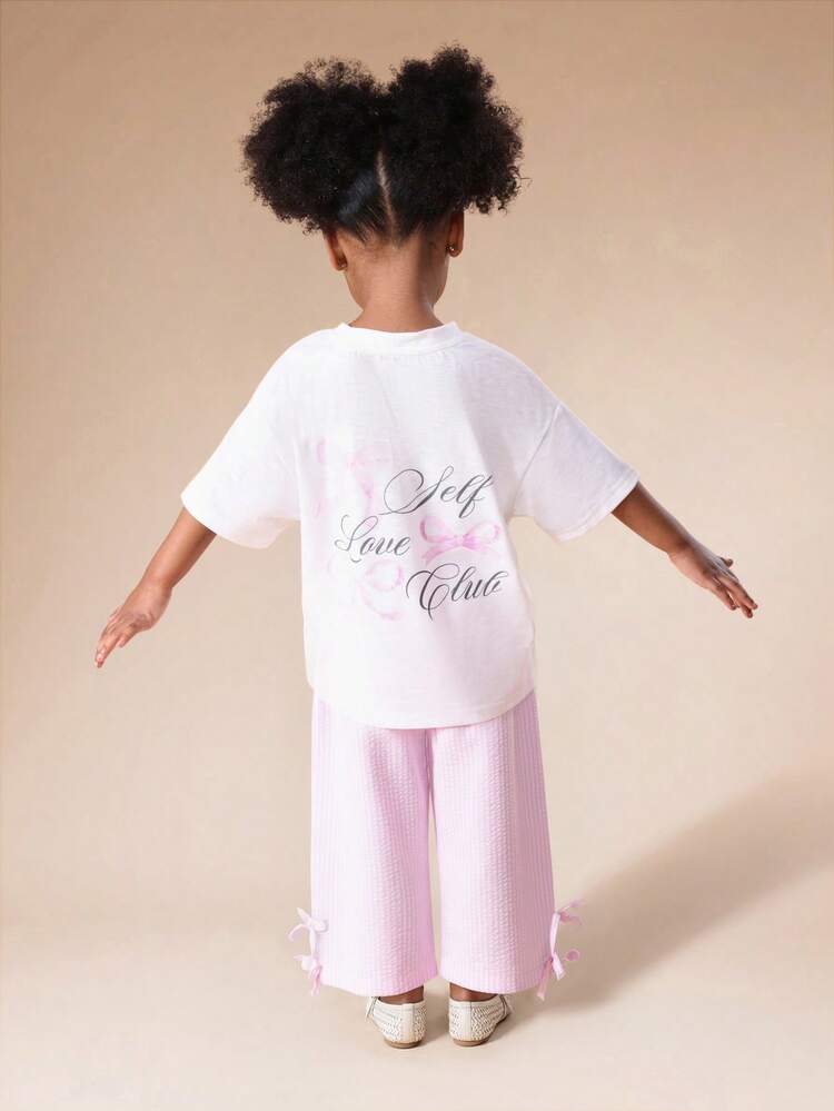 Ensemble t-shirt oversize et pantalon large avec détails de nœud