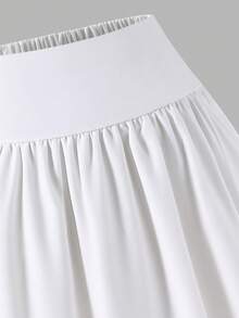 SHEIN Girls' White Woven Pleated Skirt, Unique Texture, Delicate Details, Flowing Pleats, Showcasing Sweet Elegant, Essential For Outings - White - View 5