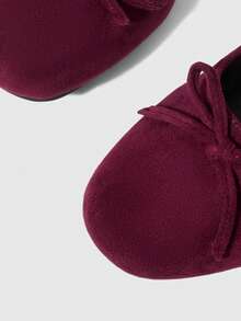 ROMWE Goth 女士时尚双蝴蝶结休闲平底鞋 - 酒紅色 - 查看 5