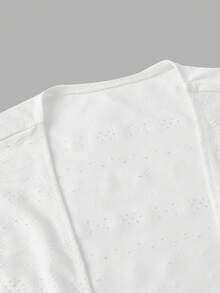 SHEIN MOD 女士时尚网纱打结露脐上衣，夏季 - 白色 - 查看 5