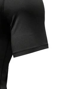 GymBeat Áo thun nam cổ tròn tay raglan tay ngắn dáng ôm thể thao thường ngày, mùa hè - màu đen - Xem 4