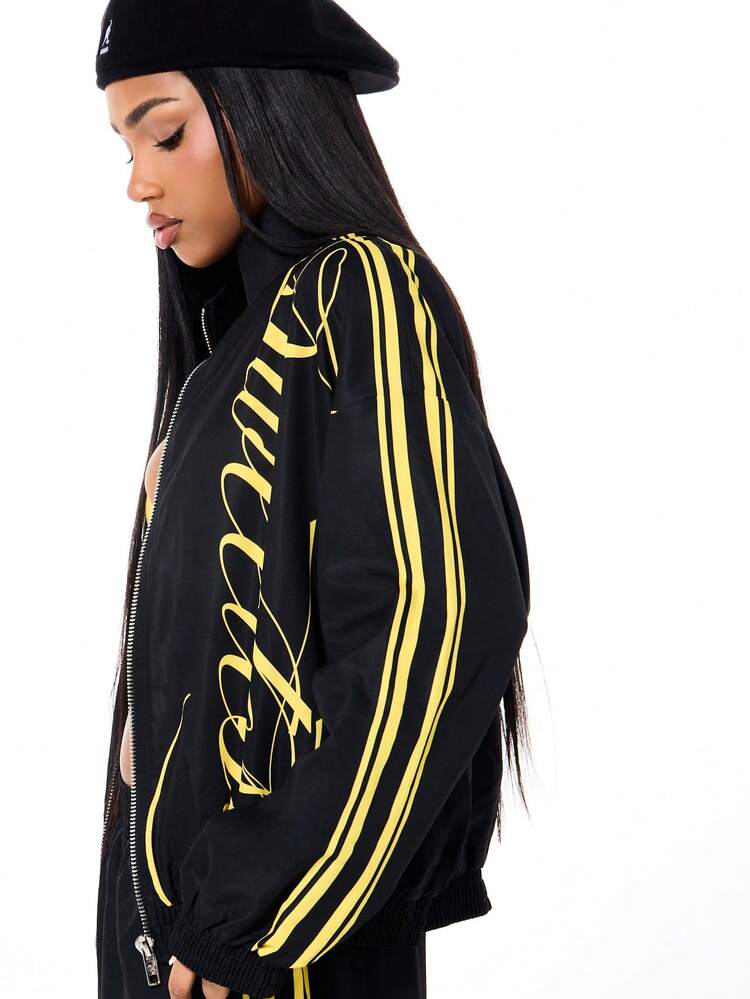SUMWON WOMEN Oversized Zip Track Jacket With Contrast Stripes
