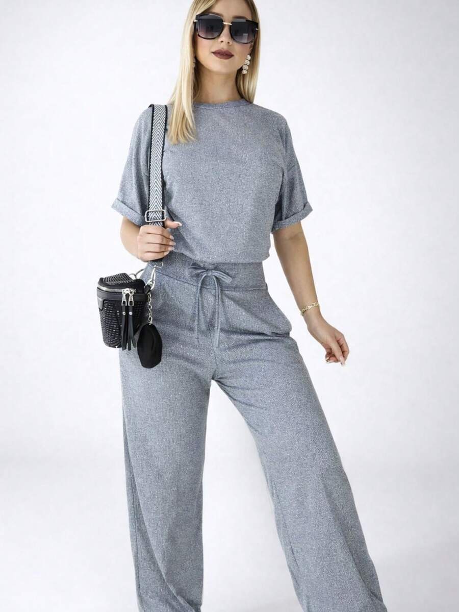 Conjunto para Dama 2 Piezas 
 Blusa con resorte + Pantalón
 Tela acatalanada (súper cómoda y con excelente caída) - Gris - Ver 1