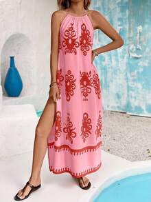 Vivid Eden 女士露背流苏系带高开衩休闲度假连衣裙 - 彩色 - 查看 10