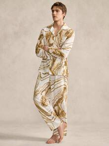 SHEIN Men's Casual Long Sleeve Pants Pajama Set - Multicolor - View 4