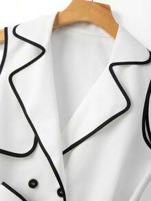 Franclia Elegant Women's Black And White Color Blocking Casual Trench Coat,Autumn Office Social Tops,Formal Wedding Guest Outdoor Wear - Black and White - View 6