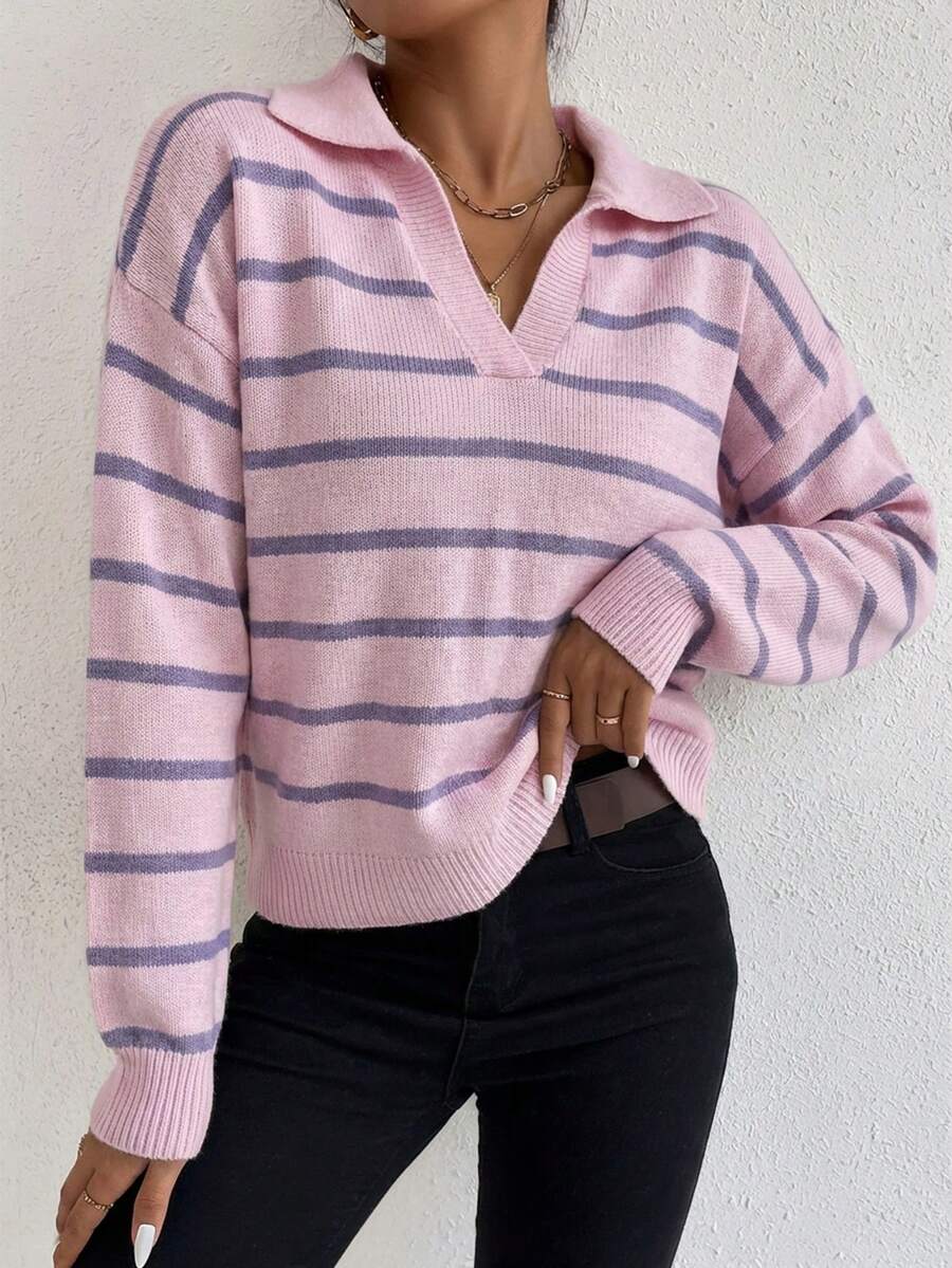 EURMUSE Soft Touch Crew Neck Pullover Sweater - Mauve Purple - View 1