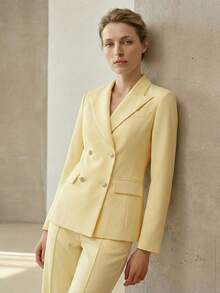 MOTF PREMIUM 女士优雅职业双排扣西装外套，春夏款 - 玫紅色 - 查看 5