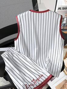 Manfinity Joysei Men's Knit Digital Print Tank Top Set, Fashionable For Daily Wear - Multicolor - View 2