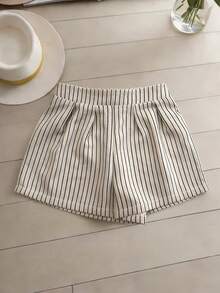 GlowEve Women's Woven Summer Striped Two Pieces Set With Elegant Style - Apricot - View 3