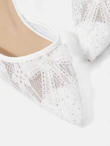 CUCCOO HITCHD Women's Pointed Toe Bow Decor Elegant High Heels Valentine's Day Elegant Shoes - White - View 9