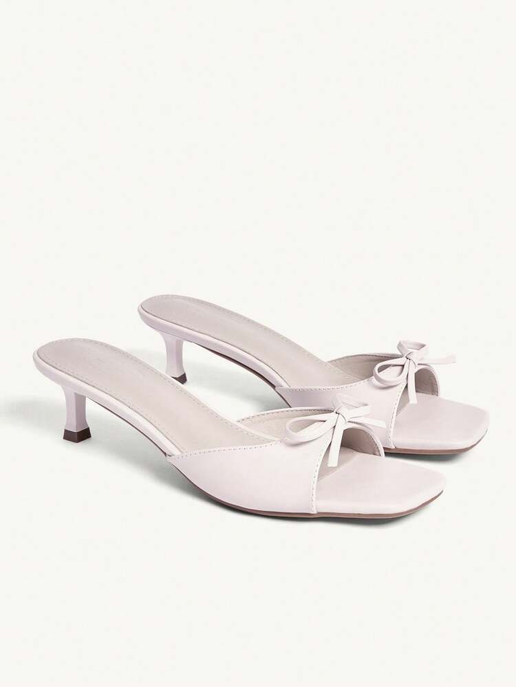 CUCCOO CHICEST Women's Fashion Bow Decor Daily Wear Slip-On High Heel Sandals Valentine's Day Elegant Shoes