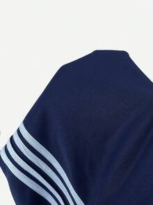 Muchica Women's Blue Knit Patchwork Striped Wide Leg Casual Sweatpants - Blue - View 6