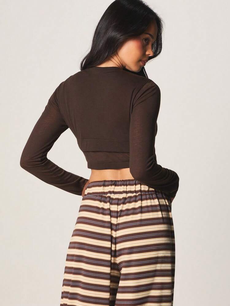 MISSGUIDED Cropped Button Up Cardigan Top Long Sleeve Ribbed Knit Fall Winter Layering Essential