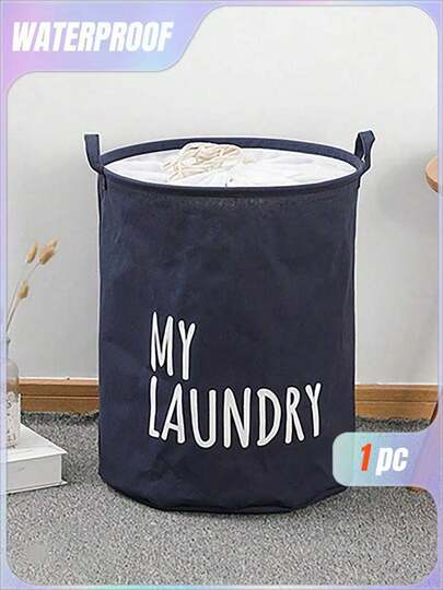 SHEIN 1pc Foldable Waterproof Japanese Style Large Cloth ToyLaundry Basket, Suitable For Bathroom And Daily Use